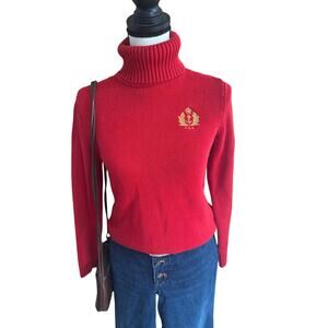 Ralph Lauren Jeans Co. Red Turtleneck Sweater Women’s Small Crest Logo Knit